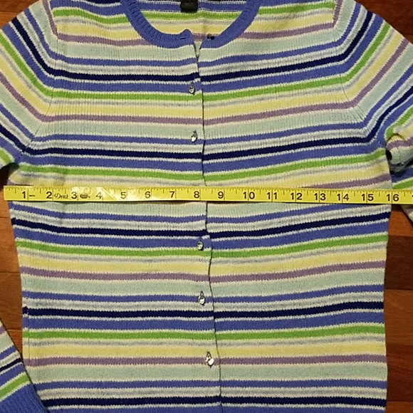 Express Striped Wool Cardigan w/Rhinestone Buttons - Picture 6 of 7